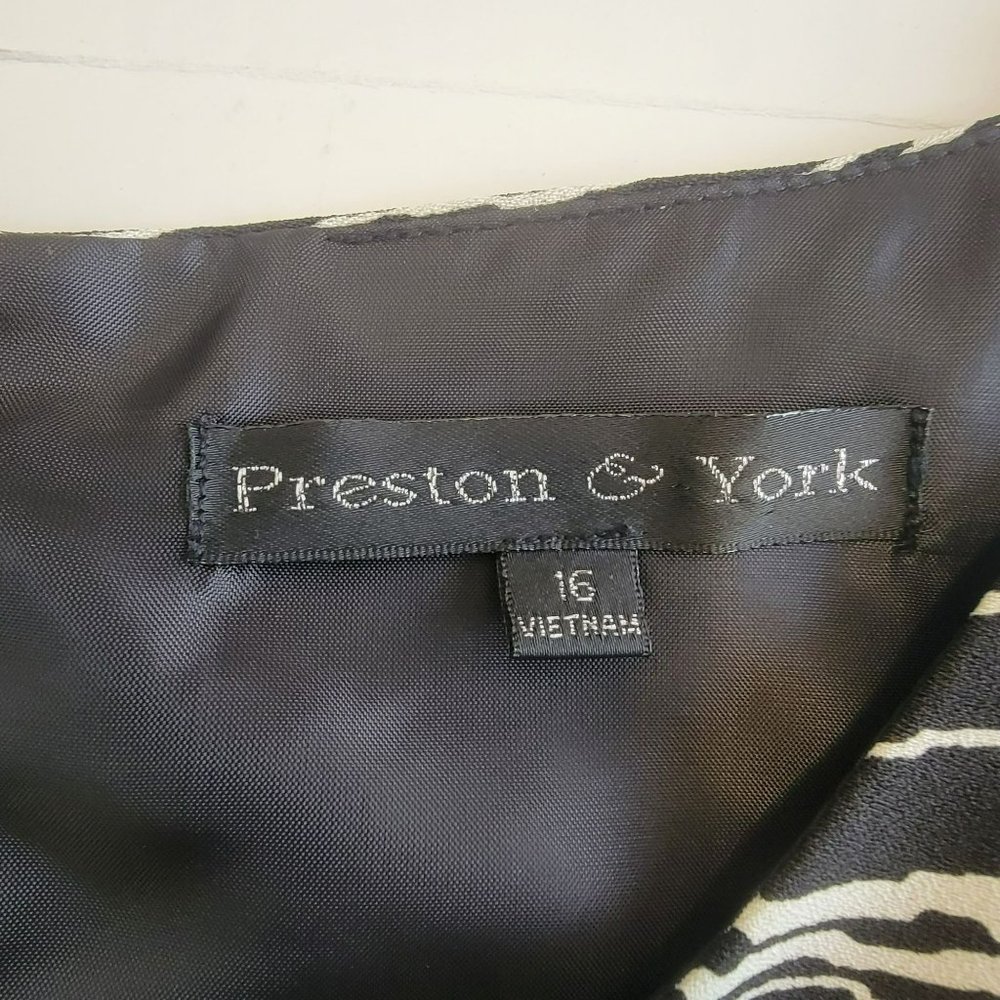 Preston & York Women's 16 Dress, Black & White Striped w/Geometric Print EUC - Picture 5 of 10